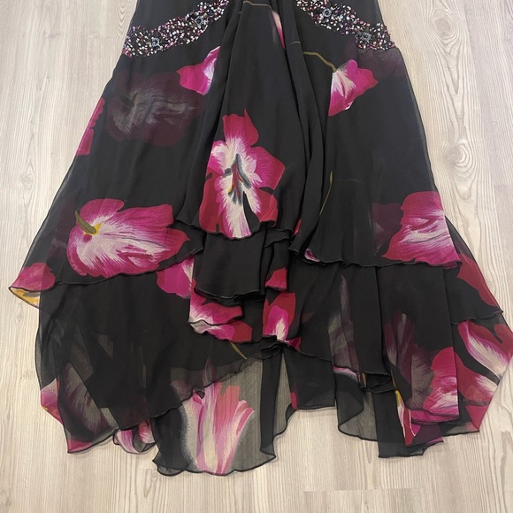 Midnight Velvet Black & Purple Floral Formal Dress SZ:2X - Picture 2 of 12